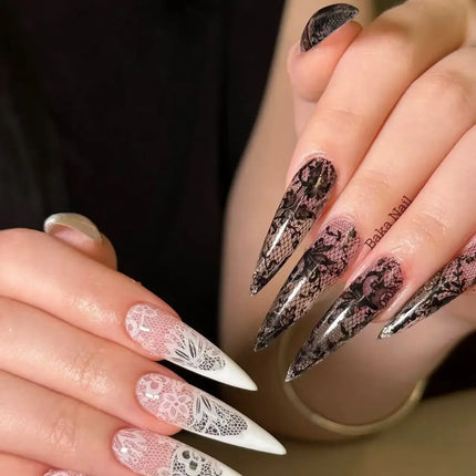10 Rolls 2.5*50cm New Black White Lace Transfer Foil Nail Art Sexy Full Wraps Flower Glue Adhesive DIY Manicure Styling Tools 2028