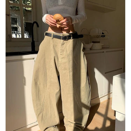 HOUZHOU Y2K Vintage Wash Donna Cargo Jeans Harajuku Scimitar Gamba larga Pantaloni in denim retrò americani Pantaloni larghi Gyaru Streetwear