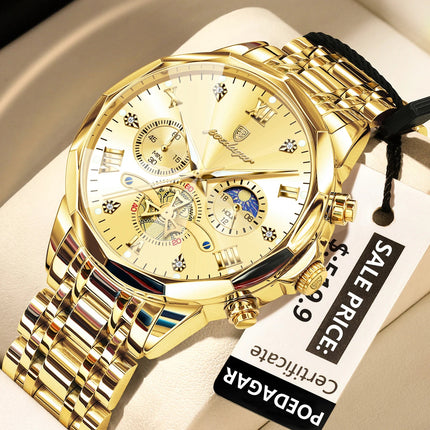 POEDAGAR Orologio da uomo di lusso Top originale impermeabile cronografo luminoso orologio da polso da uomo al quarzo in acciaio inossidabile orologi da uomo Reloj platinumshop