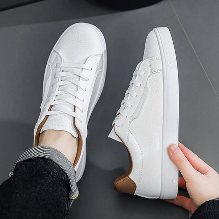 2026Mens Board Shoes Classic Lace Up Lightweight Breathable Casual Leather Sports Shoes Daily Comfortable Male Business Sneakers