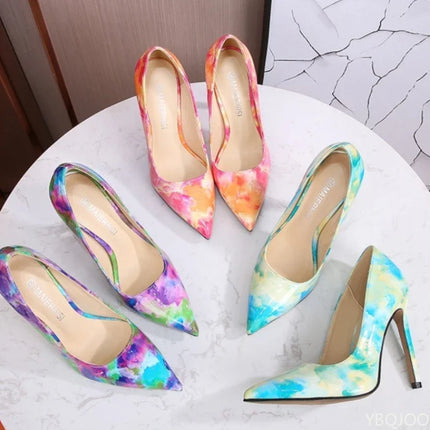 Tacchi alti dimagranti alla moda e sexy di grandi dimensioni Tacchi sottili Bocca poco profonda Punta a punta Tacchi alti di colore di nicchia Scarpe singole