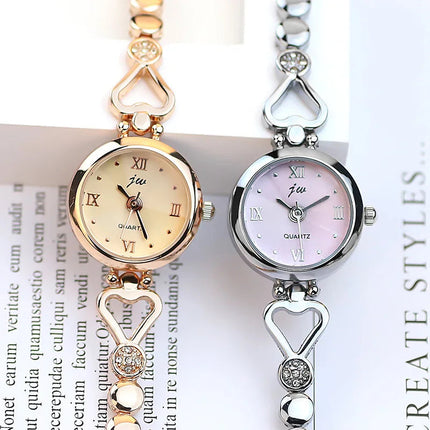 Orologio da polso da donna Orologio da polso di lusso da donna in argento rosa oro squisito con strass Orologio Relogio al quarzo femminile alla moda semplice platinumshop