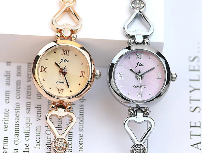 Orologio da polso da donna Orologio da polso di lusso da donna in argento rosa oro squisito con strass Orologio Relogio al quarzo femminile alla moda semplice platinumshop