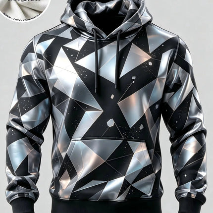 3D Printed Fleece Hoodie Rainbow Zigzag Wave Pattern Pullover Long Sleeve Kangaroo Pocket Casual Sweatshirt Tops
