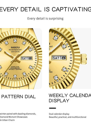 NIBOSI Orologi da donna con diamanti Orologio da donna casual di moda di lusso delle migliori marche Orologio da donna con data settimanale automatica impermeabile Reloj platinumshop
