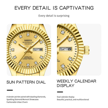 NIBOSI Orologi da donna con diamanti Orologio da donna casual di moda di lusso delle migliori marche Orologio da donna con data settimanale automatica impermeabile Reloj platinumshop