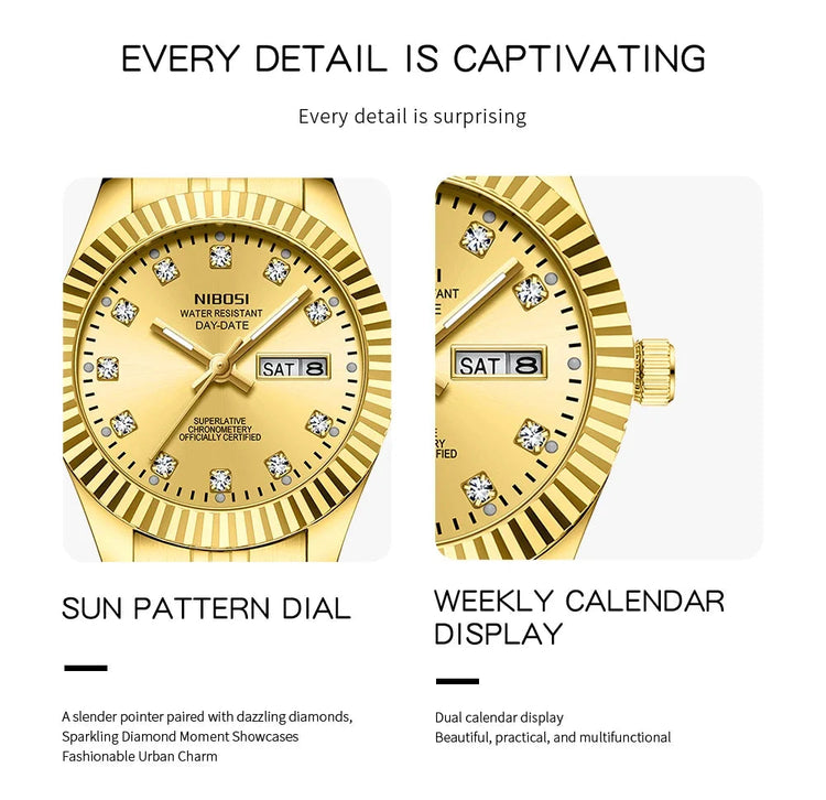 NIBOSI Orologi da donna con diamanti Orologio da donna casual di moda di lusso delle migliori marche Orologio da donna con data settimanale automatica impermeabile Reloj platinumshop