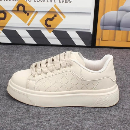 Luxury Men's Shoes 2026 Men Leather Sneakers Thick Soled Board Tennis Shoes New Casual Walking Shoes for Men & Women
