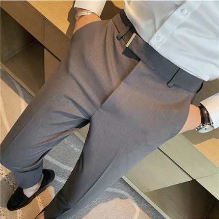 Pantaloni da abito da uomo primavera autunno Moda stile britannico Business Office Pantaloni eleganti da uomo Pantaloni da uomo slim fit a righe di alta qualità