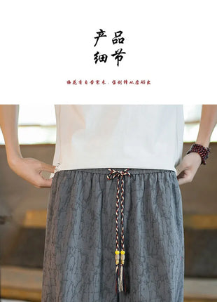 Kimono giapponese Pantaloncini tradizionali Pantaloni asiatici da uomo Samurai giapponese Pantaloni larghi da uomo in lino Yukata casual allentati