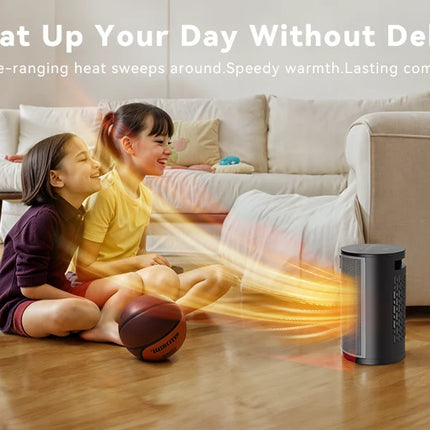 Portable Electric Heater 1500W PTC Ceramic Space Heater 10inch Instant Warmth Quiet Air Blower Fan V0-Grade Fireproof Materials Overheat Protection Tilting Protection Home Appliance for Bedroom Office Desk Indoor