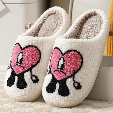 Comwarm Pantofole pelose in pelliccia invernale per donna Scivoli piatti soffici per camera da letto simpatico cartone animato Morbido comfort Scarpe calde in cotone felpato per la casa
