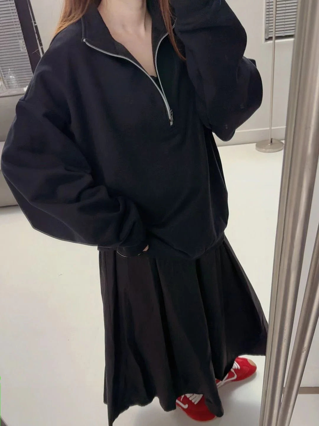 Unisex Winter Fleece Sweatshirt Thick Warm Stand Collar Zip Jacket Loose Fit Sport Top Casual Fitnes Outerwear for Men and Women