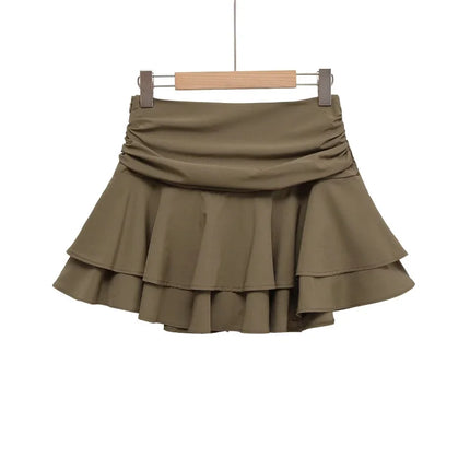 ETJ 2025 Sommer Damen Neue Mode Sexy Hot Girl Stil Rüschen gestapelt Dekoration Rock Hose Kurze Mid-Waist
