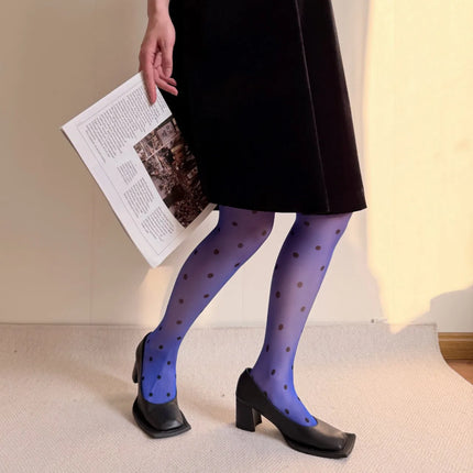 Colorful Large Polka Dot Silk Stockings, Sexy Polka Dot Print, Ultra-Thin, Women's Tights, JK Skirt Accessories