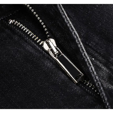 Street Designer Fashion Men Jeans High Quality Retro Black Gray Stretch Slim Fit Ripped Jeans Men Brand Vintage Y2K Denim Pants PlatiNum