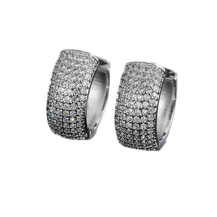 Luxury Zirconia Pave Wide Big Hoop Earrings Women Men Unisex Huggies Earrings Hip Hop Jewelry Bridal Wedding Accessories Gift PlatiNum