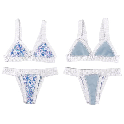 Set bikini reversibile leopardato fatto a mano all'uncinetto Set costumi da bagno neri a bordo piscina blu Paisley costume da bagno di lusso maillot de bain femme PlatiNum