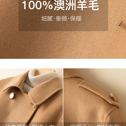 UHYTGF Mid Long Bat Cape Wool Coat Women High-End Double Sided Cashmere Autumn Jacket Female Fashion Casual Ladies Outewear 2029
