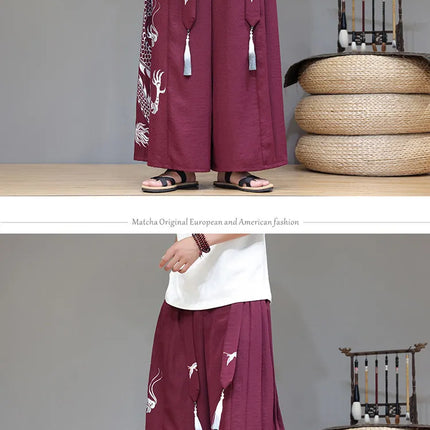 Pantaloni Larghi da Uomo Streetwear con Stampa Drago, Pantaloni Harem Casual, Pantaloni da Jogging Vintage, Nuovi Pantaloni Primaverili ed Estivi