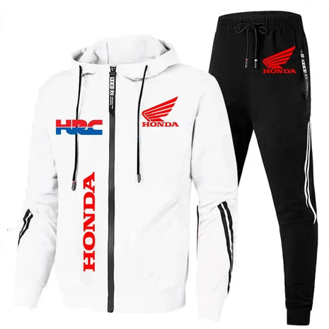 H New Honda Tracksuit Men's Clothing Honda HRC Logo Print Sweat Suits Zip Hoodies+Pants 2 Piece Sets Men Honda HRC Sportswear PlatiNum