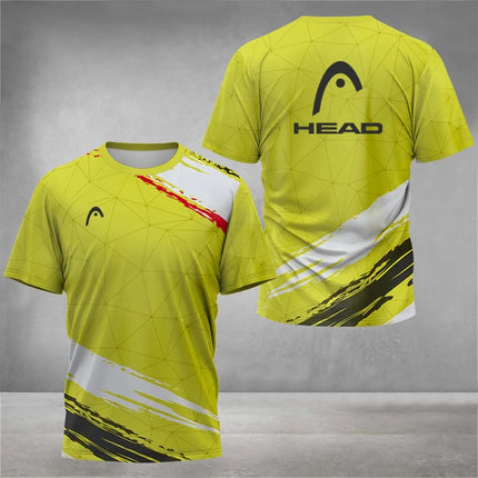 T-shirt respirante d'été pour hommes, T-shirt de badminton de tennis de table d'extérieur, col rond, manches courtes amples, nouveau haut d'escalade