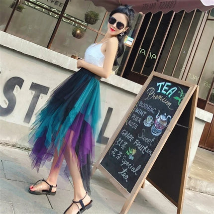 Tutu estivo gonna donna Harajuku Casual Tulle Bottom Jupe Femme Faldas moda vita alta Midi Mesh gonne abbigliamento donna Saia