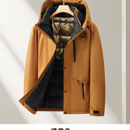 Oversized Men's 90% White Duck Down Jackets Winter Outdoor Windproof Warm Hooded Puffer Coat Loose Thicken Padded Parka Clothing