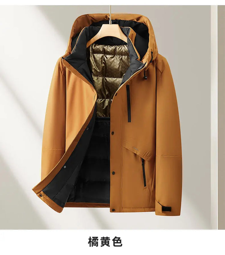 Oversized Men's 90% White Duck Down Jackets Winter Outdoor Windproof Warm Hooded Puffer Coat Loose Thicken Padded Parka Clothing