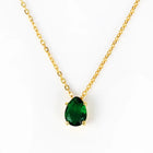 Emerald Crystal Zircon Waterdrop Charm Pendant Necklace for Women Charms Fashion Green Rhinestone Female Vintage Jewelry PlatiNum