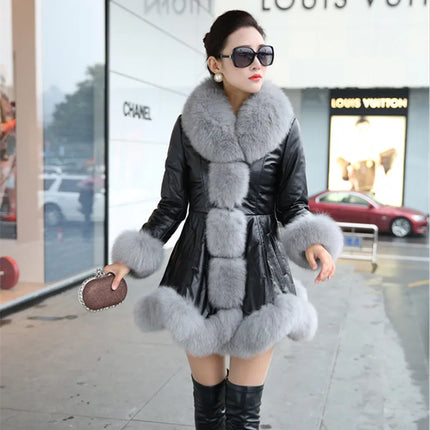 Hot Sale Winter Women's Faux Fur High Quality Faux Sheepskin Coats Keep Warm With Fur Fox Collars Slim Female Furs