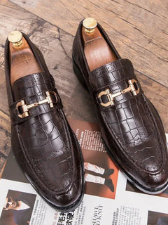 Scarpe Casual in Pelle da Uomo, Mocassini di Design con Fibbia Metallica, Scarpe Eleganti da Uomo per Affari, Nuove Scarpe di Lusso in Pelle