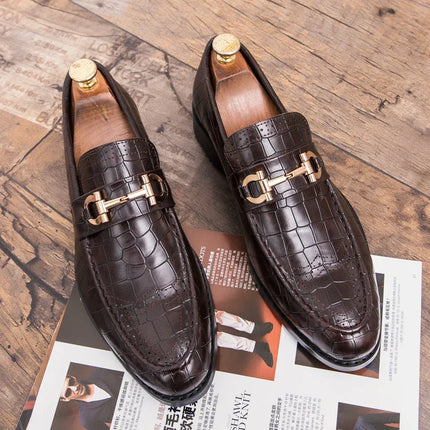 Scarpe Casual in Pelle da Uomo, Mocassini di Design con Fibbia Metallica, Scarpe Eleganti da Uomo per Affari, Nuove Scarpe di Lusso in Pelle