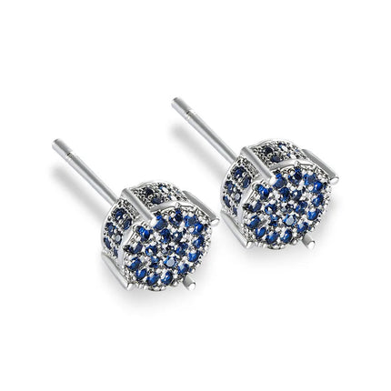 Female Austrian Crystal Round Earring White Gold Yellow Gold Color White Zircon Hip Hop Wedding Stud Earrings For Women Jewelry PlatiNum