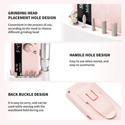Electric Nail Drill - 45000RPM Portable Nail Drill-Rechargeable Nail E-File Kit With 6 Bits & Base-LED Screen-Ultra-Silent