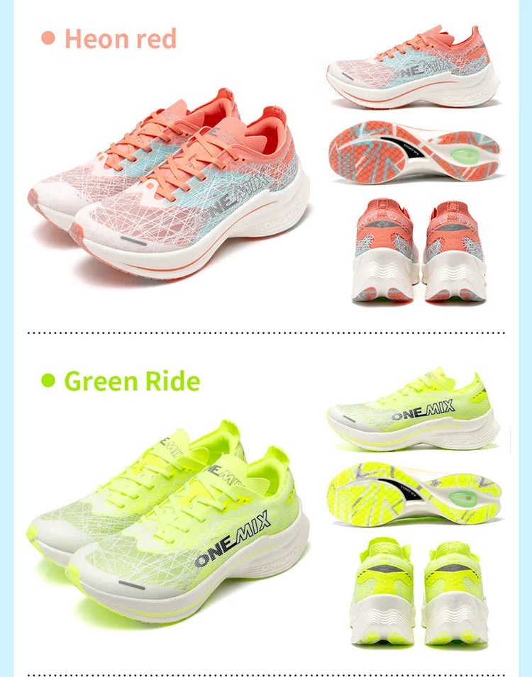 Scarpe da Corsa ONEMIX per Uomo con Piastra in Carbonio, Assorbimento degli Urti, Tecnologia Ultra-Leggera e Reattiva, Sneakers per Sport all'Aperto PlatiNum