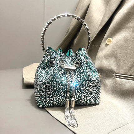 Handle Rhinestones Evening clutch Bag Purses and handbag luxury Designer shoulder bag Shiny Crystal Clutch purse bucket bag PlatiNum