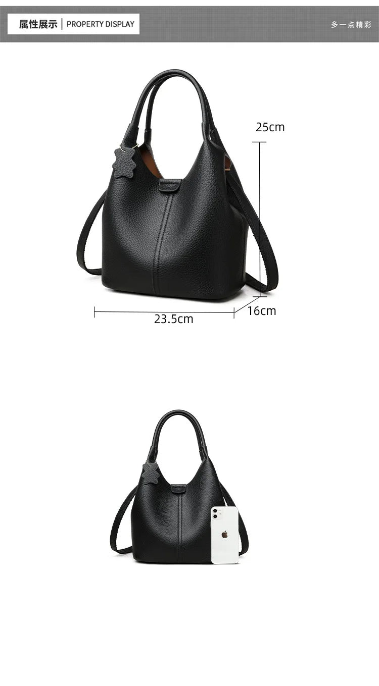 2025 French Women's Handbag PU Leather Shoulder Bag Casual Versatile Tote Bag Soft Leather Stylish Crossbody Bag For Women