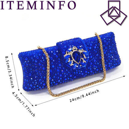 Venus Chan Royal Blue Sandals for Women 2024 Luxury Wedding Pumps Med Heels strass Design Party Shoes and Bags Set