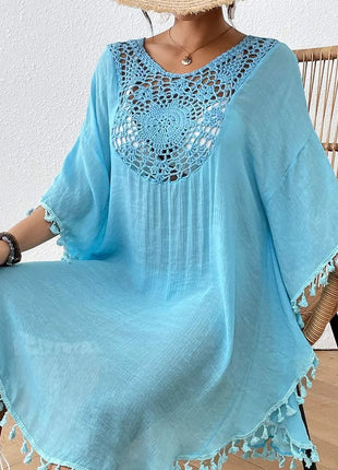 Abito Copricostume Estivo da Donna con Scollo Quadrato, Protezione Solare, Vestibilità Ampia, Traforato, per Spiaggia e Vacanze platinumshop