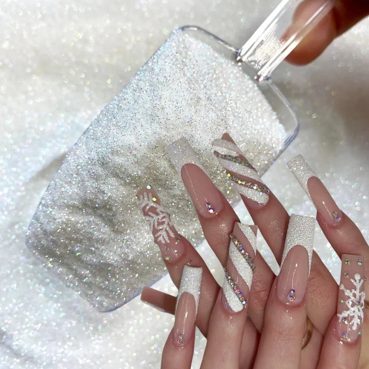 10g/Bag Glitter Snow White Nail Art Sugar Powder Sweater Laser Shiny Decoration Chrome Powder Woolen Candy Effect Nails 2027
