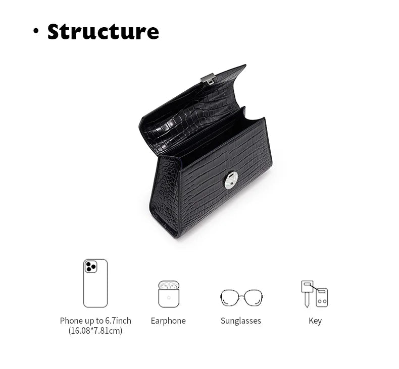 Borsa da donna di lusso in vera pelle Bafelli Borsa a tracolla modello coccodrillo e borsa a tracolla Borsa di design elegante e versatile