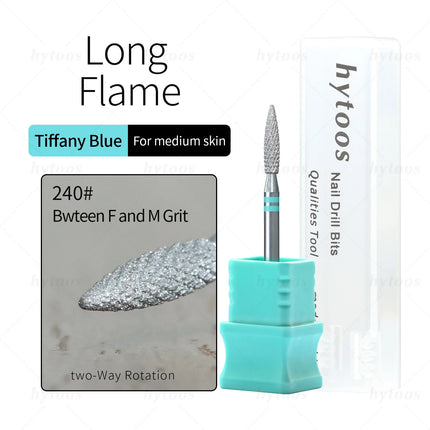 HYTOOS Diamond Cut Pro Nail Drill Bits Chrome Flame Russian Cuticle Bit for Electric Nail Drill Dead Skin Cleaner Nail Prep Tool