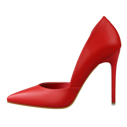 Donne di estate 10.5 centimetri Tacchi Alti Pompe di Pelle Femminile Escarpins Elegante Dolce Giallo Rosa Stiletto Della Signora Tacchi Da Sposa Scarpe Cave