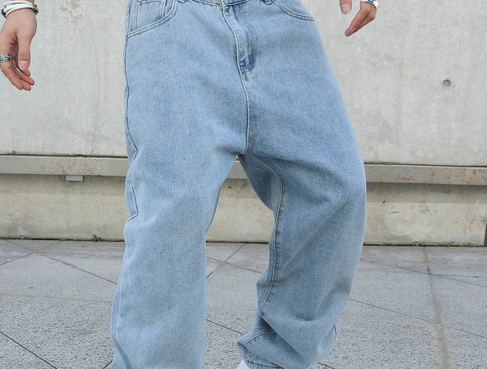 Spring Autumn Men Baggy Jeans Oversize Straight Loose Casual Denim Trousers Solid Color Streetwear Fashion Y2k Wide Leg Pants PlatiNum