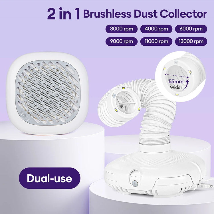 Powerful 130W Nail Dust Extractor Vacuum Cleaner 6 Gear Adjustable Suction with 360° Flexible Tube Manicure Dust Collector for Nail Stylist Salon & Home Nail Art