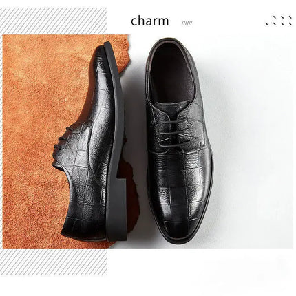 Scarpe Formali da Uomo in Pelle Traspirante con Design Traforato, Casual Estive a Punta Tonda e Tacco Basso, Comode da Indossare