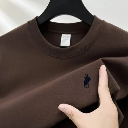 Men's Round Neck Short Sleeve 100% Pure Cotton T-shirt Hot Sale Luxury Brand Summer Exquisite Embroidery Pony Breathable Top
