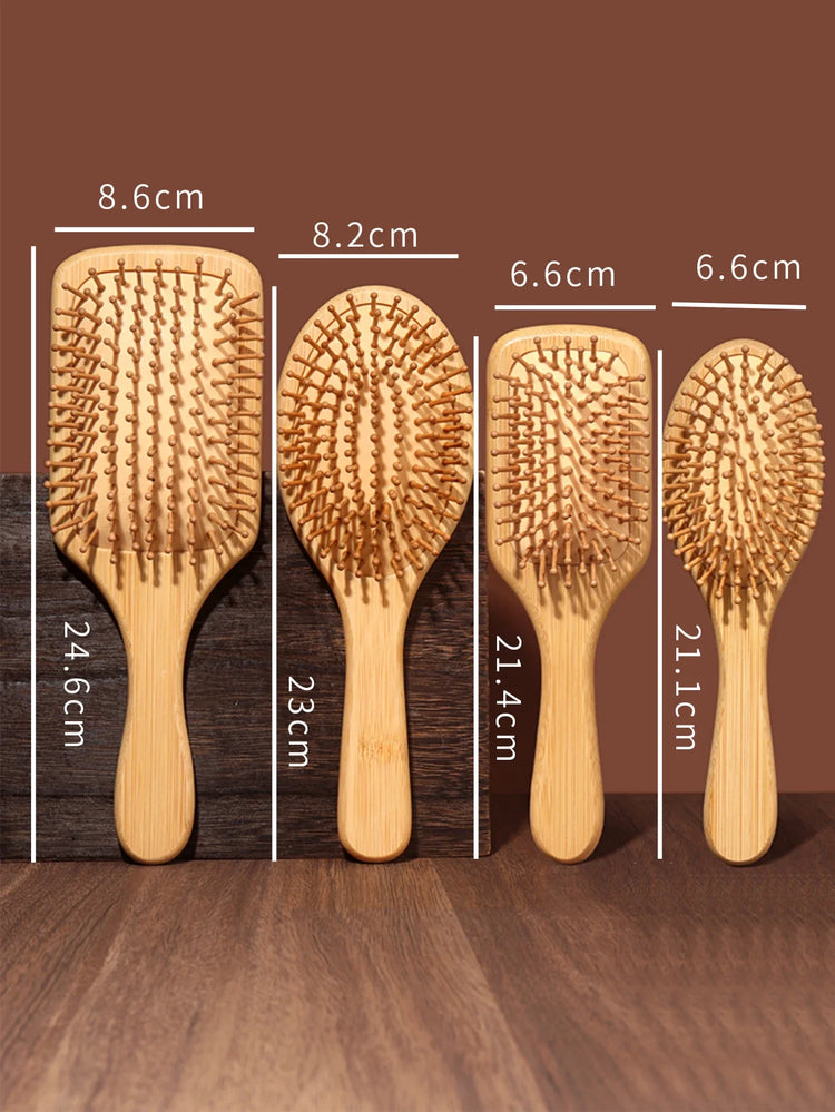 Bamboo Hairbrush Natural Wooden Anti-Static Brush Hair and Scalp Grooming Anti-Static Air Cushion Styling Tool Universal