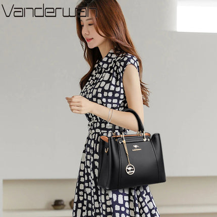 2024 Luxury Women Designer 3 Layers Shoulder Crossbody Sac Ladies Large Capacity Leather Handbags Shopper Brand Messenger Totes PlatiNum